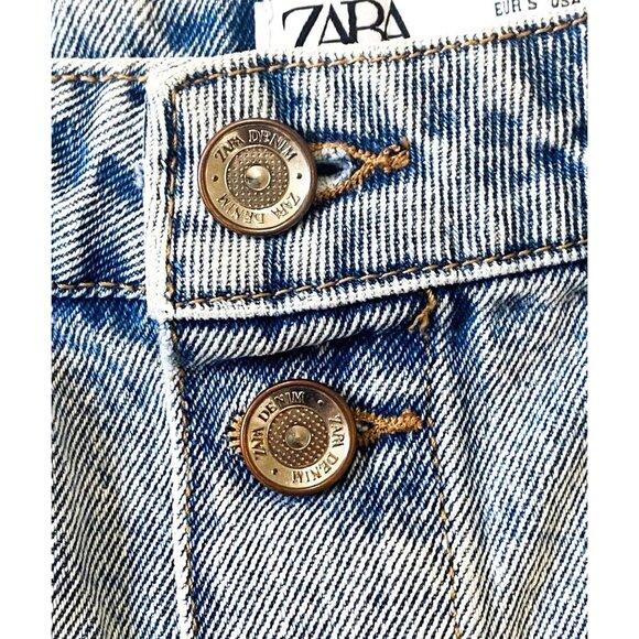 Zara Front Button Washed Denim Mini Skirt, Size S - Picture 6 of 15